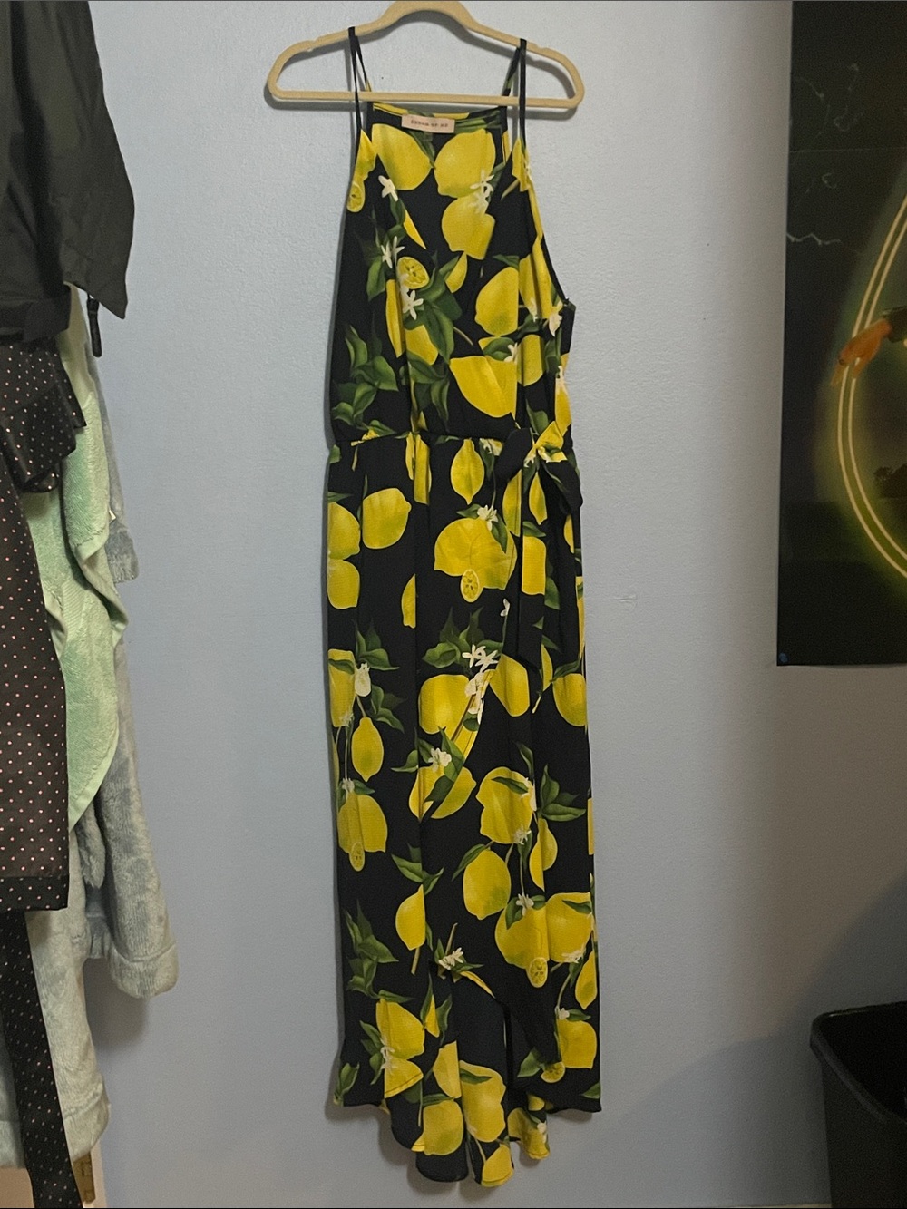 Long Lemon Print Formal Dress